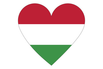 Hungary flag of heart shape isolated on white background