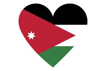 Jordan flag of heart shape isolated on white background