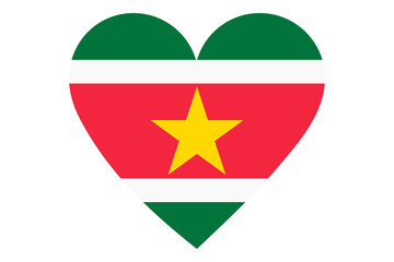 Suriname. flag of heart shape isolated on white background