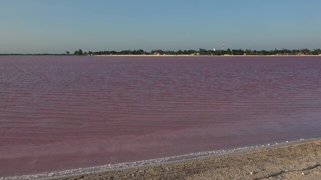 Pink Lagoon in Las Coloradas. Yucatan, Mexico
