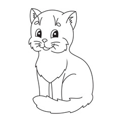 Pet cat. Coloring book page for kids. Cartoon style. Vector illustration isolated on white background.