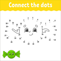 Dot to dot. Draw a line. Handwriting practice. Learning numbers for kids. Education worksheet. Activity coloring page. Coon style. With answer.