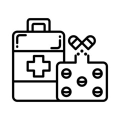First Aid Box Vector Line Icon Design