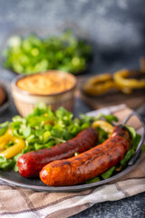 Grilled spicy sausages