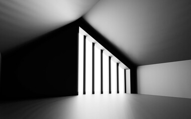 black abstract empty hall building interior 3d render illustration