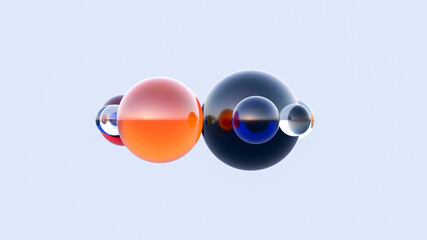 Colorful 3d illustration on spheres on blue background