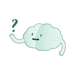 Happy Brain Black and White Color Show on Question Mark. Modern Flat Vector Illustration. Train Your Brain. Social Media Template. 