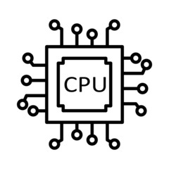 Obraz na płótnie Canvas CPU Vector Line Icon Design