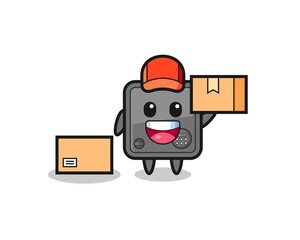 Mascot Illustration of safe box as a courier