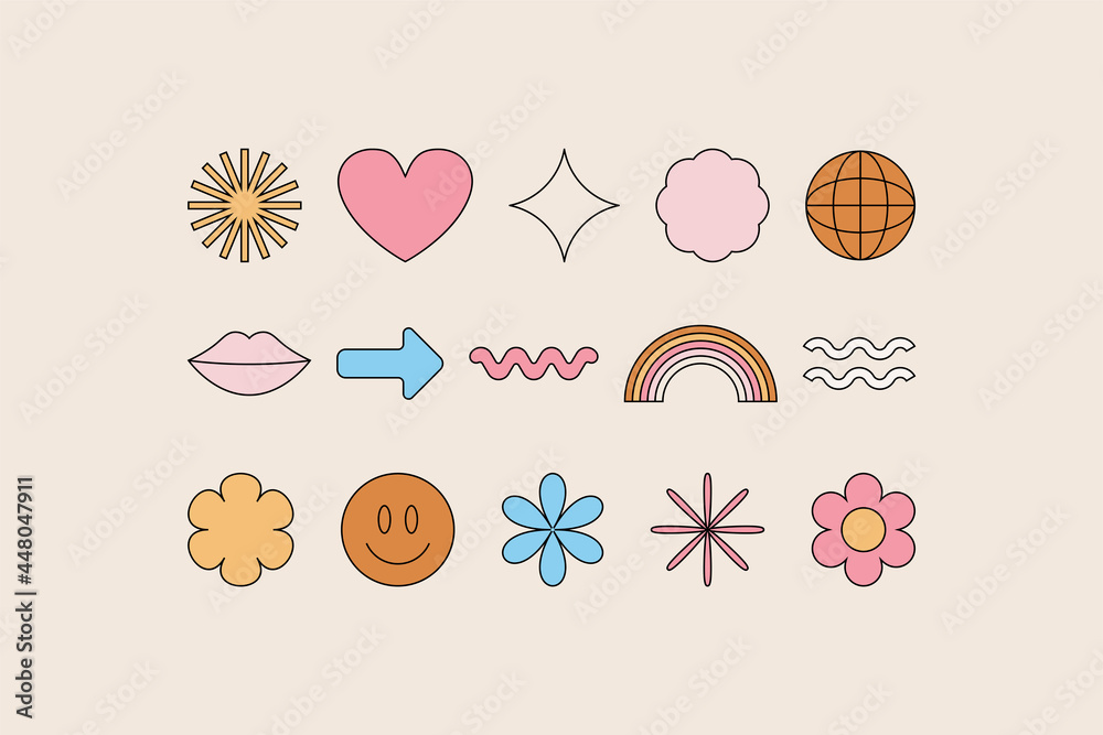 Aufkleber Vector set of design elements, patches and stickers with copy space for text - abstract background elements