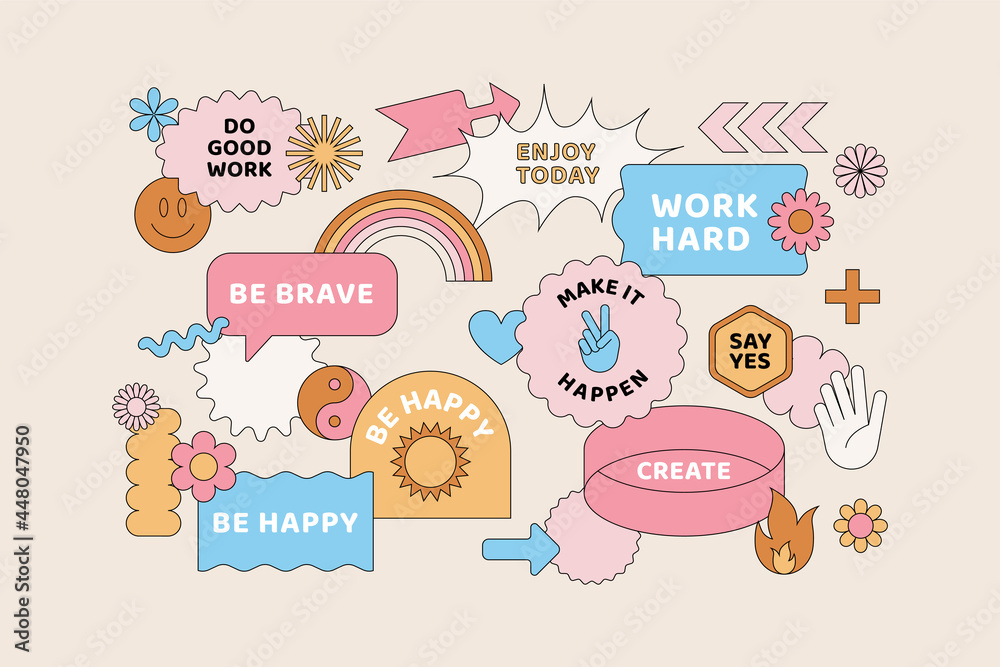 Poster Vector set of design elements, patches and stickers with copy space for text - abstract background elements
