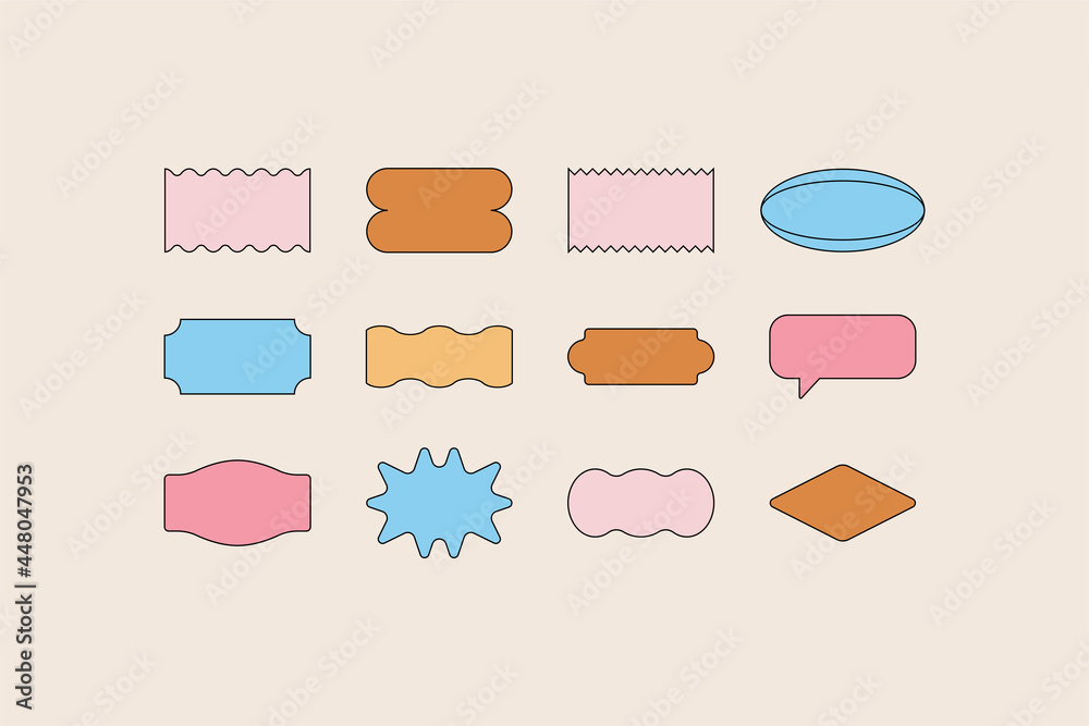 Aufkleber vector set of design elements, patches and stickers with copy space for text - abstract background e