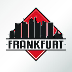 Frankfurt, Germany Skyline Logo. Adventure Landscape Design Vector Illustration. - obrazy, fototapety, plakaty