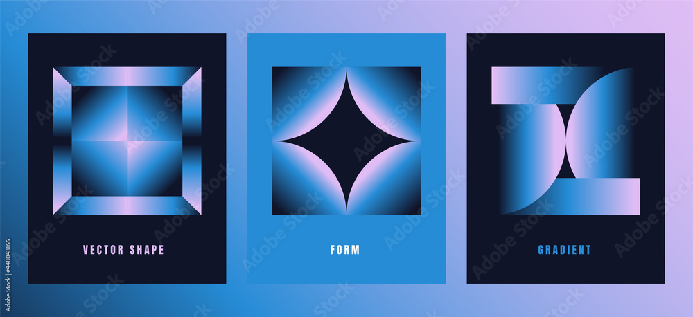 Aufkleber Vector illustration collection - trendy abstract creative minimalist prints and compositions with bright gradient colors - design templates for social media posts and stories, posters and banners