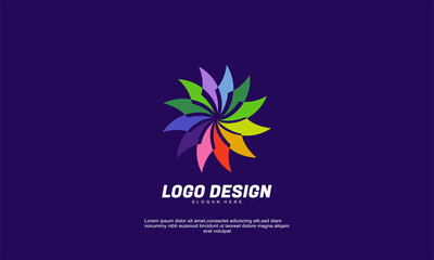 awesome illustrator creative inspiration idea logo for company flower finance multicolor and transparent design tempalate