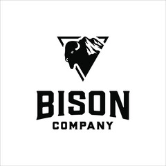 Bison and mountain logo in triangle shape