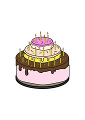 birthday cake isolated on white. Holiday, celebration, birthday, gift design, postcard design, interior design.