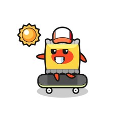 snack character illustration ride a skateboard
