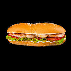 Hotdog with meat and sauce