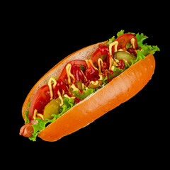 Hotdog with meat and sauce