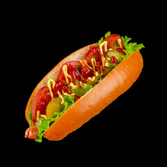 Hotdog with meat and sauce