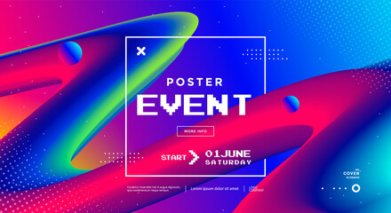 Modern design Event poster with 3d flow shape. Vector banner gradient trendy illustration.