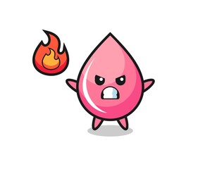 strawberry juice drop character cartoon with angry gesture