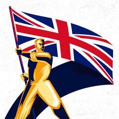 Man holding a United Kingdom flag with pride vector illustration	