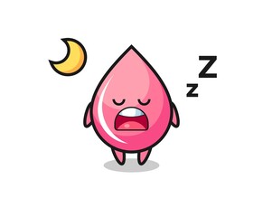 strawberry juice drop character illustration sleeping at night