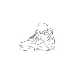 Hand drawn sketch of  shoes, sneakers for summer. Vector stock illustration. Sport wear for men and women
