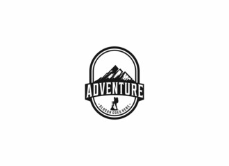 mountain adventure logo in white background