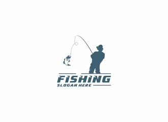 Fishing hobby logo template in white background