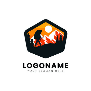 Mountain climber business logo design