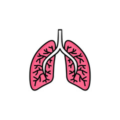 icon illustration lung outline color