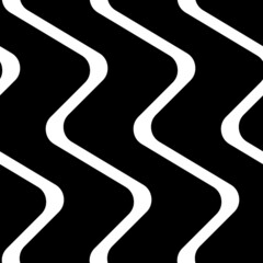 Zigzag lines seamless pattern. Angled jagged stripes ornament. Linear waves motif. Diagonal curves print. Striped background. Tilted broken line shapes wallpaper. Slanted wavy stripe figures. Vector.