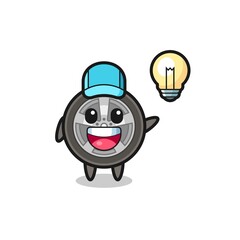 car wheel character cartoon getting the idea