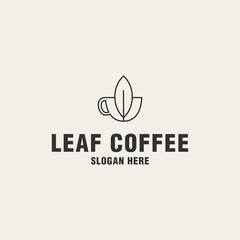 Leaf coffee logo template on monogram style