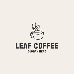 Leaf coffee logo template on monogram style