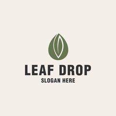 Leaf drop logo template on monogram style