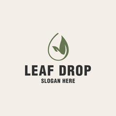 Leaf drop logo template on monogram style