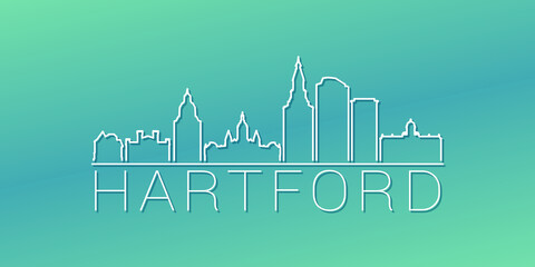 Hartford, CT, USA Skyline Linear Design. Flat City Illustration Minimal Clip Art. Background Gradient Travel Vector Icon.