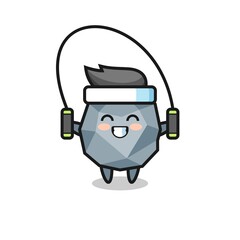 stone character cartoon with skipping rope