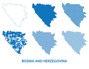 map of Bosnia and Herzegovina - vector set of silhouettes in different patterns