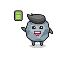 stone mascot character with energetic gesture