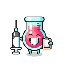 Mascot Illustration of laboratory beaker as a doctor
