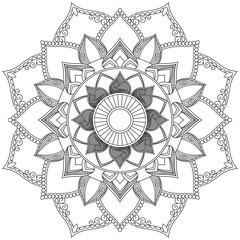 Leaf Flower Petal Coloring Mandala Art Simple Graphic Shape Vector Floral Oriental Outline Vintage Decorative Elements Pattern Illustration Islam Arabic Indian Turkish Mystic Religion Morals Lotus