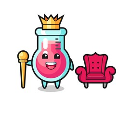 Mascot cartoon of laboratory beaker as a king