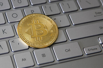 finance world bitcoin money on keyboard 