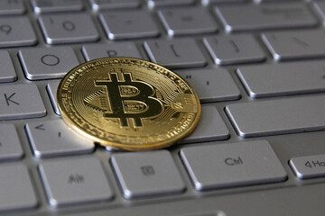 finance world bitcoin money on keyboard 