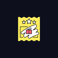 Scratch cards RGB color icon for dark theme. Scratching off covering for prize reveal. Paper-based card. Isolated vector illustration on night mode background. Simple filled line drawing on black